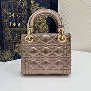 Lady Dior Mini Bag Metallic Dark Gold-Tone Cannage Calfskin Size 17 x 15 x 7 cm - 2