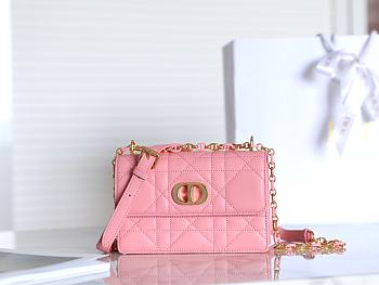 Dior Miss Caro Mini Bag Pink Macrocannage Lambskin Size 19 x 13 x 5.5 cm