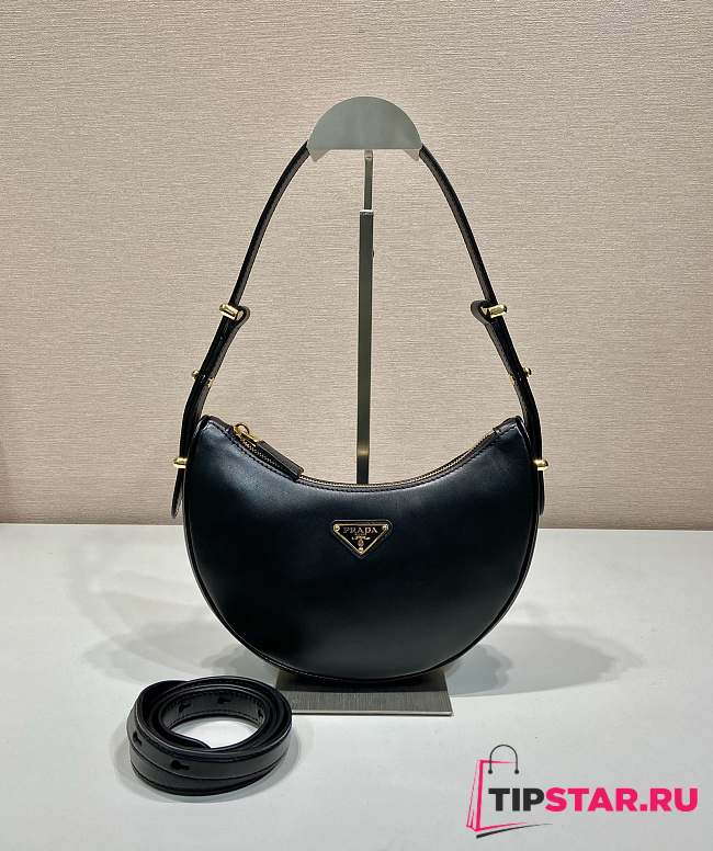 Prada Arqué Leather Shoulder Bag Black Size 22.5x18.5x6.5cm - 1