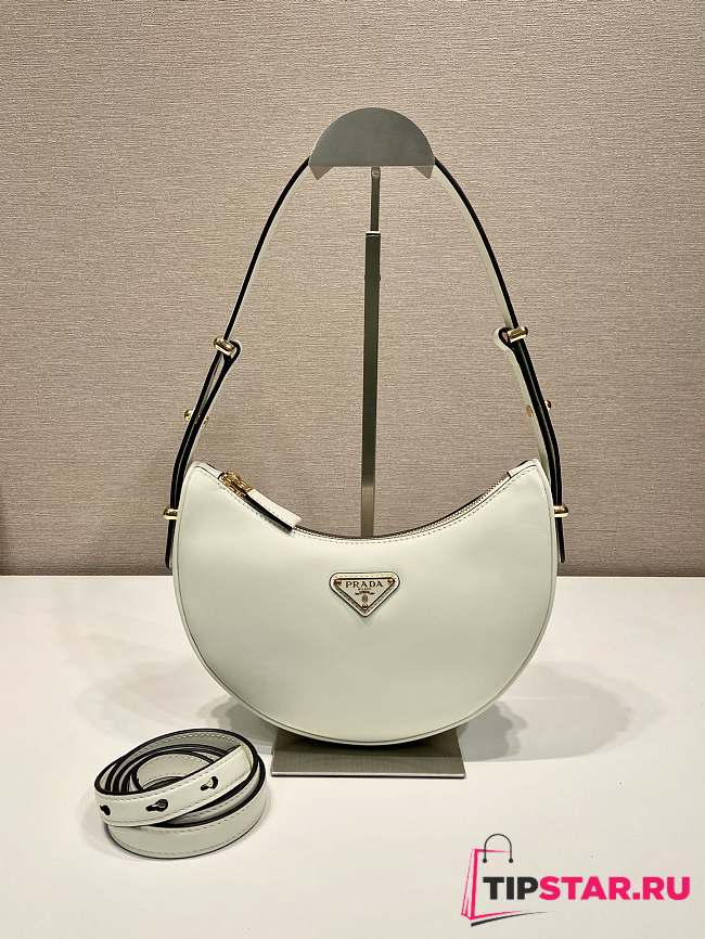 Prada Arqué Leather Shoulder Bag White Size 22.5x18.5x6.5cm - 1