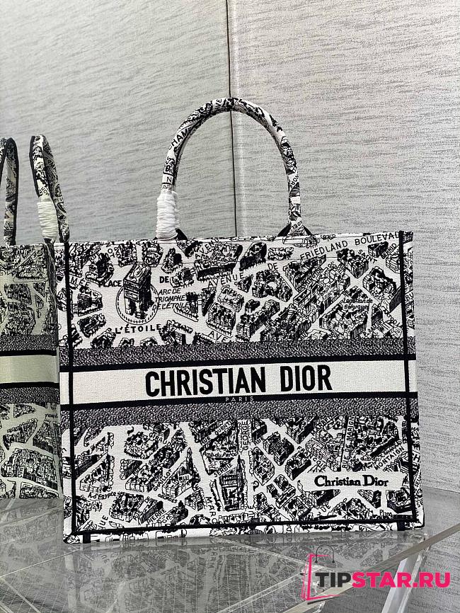 Dior Large Book Tote White and Black Plan de Paris Embroidery Size Size 42 x 35 x 18 cm - 1