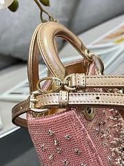 Dior Lady Micro Bag Powder Pink Satin Embroidered with Gradient Beads Size 12 x 10.2 x 5 cm - 3