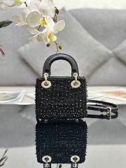 Dior Lady Micro Bag Black Satin Embroidered with Beads Size 12 x 10.2 x 5 cm - 5