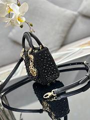 Dior Lady Micro Bag Black Satin Embroidered with Beads Size 12 x 10.2 x 5 cm - 4