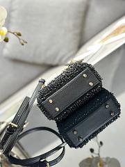 Dior Lady Micro Bag Black Satin Embroidered with Beads Size 12 x 10.2 x 5 cm - 3