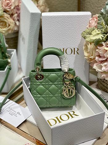 Dior Lady Micro Bag Ethereal Green Cannage Lambskin Size 12 x 10.2 x 5 cm