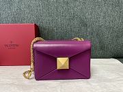 Valentino One Stud Nappa Bag With Chain Purple Size 19*14*11cm - 1