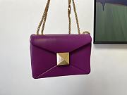 Valentino One Stud Nappa Bag With Chain Purple Size 19*14*11cm - 5