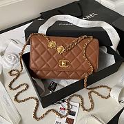 Chanel Flap Phone Holder With Chain Brown Size 10 × 17.2 × 3.3 cm - 1