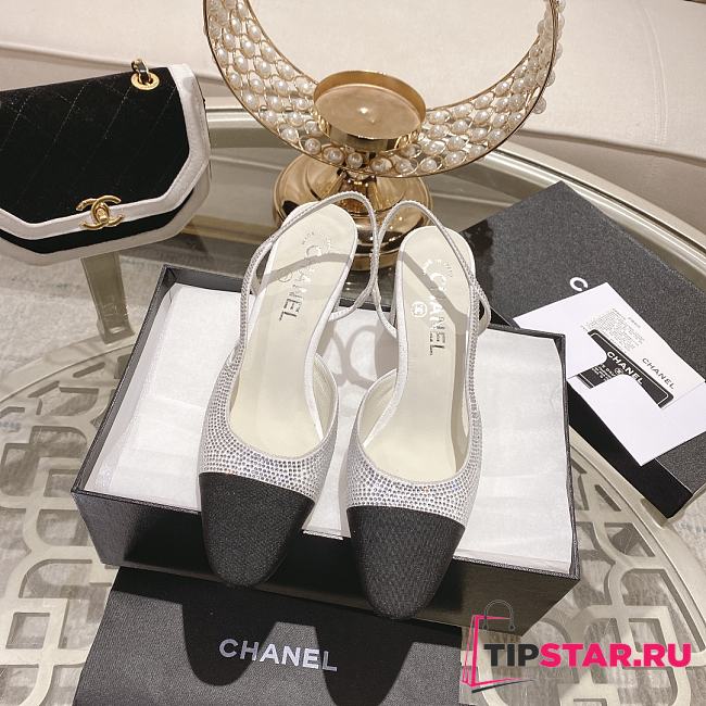 Chanel Slingbacks G31318 Silver & Black 6.5 cm - 1