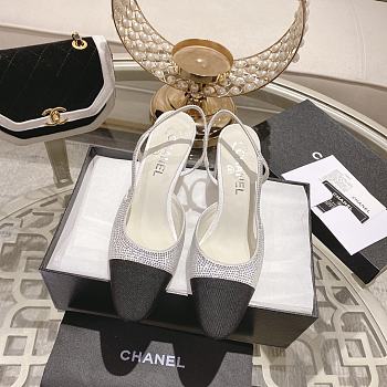 Chanel Slingbacks G31318 Silver & Black 6.5 cm
