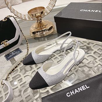 Chanel Slingbacks G31319 Silver & Black 2 cm