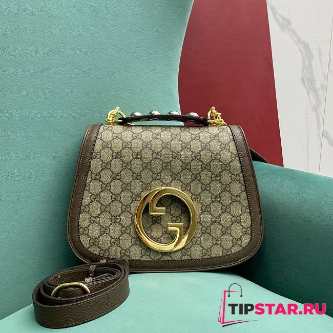 Gucci Blondie Top Handle Bag Beige And Ebony 721172 Size 29*22*7cm - 1
