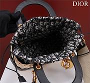 Dior Medium Lady Bag Natural Wicker and Blue Dior Oblique Jacquard Size 24 x 20 x 11 cm - 3