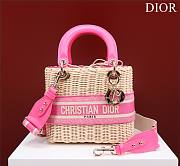 Dior Medium Lady Bag Natural Wicker And Fluorescent Pink Dior Oblique Jacquard Size 24 x 20 x 11 cm - 1