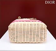 Dior Medium Lady Bag Natural Wicker And Fluorescent Pink Dior Oblique Jacquard Size 24 x 20 x 11 cm - 5