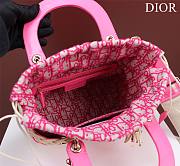 Dior Medium Lady Bag Natural Wicker And Fluorescent Pink Dior Oblique Jacquard Size 24 x 20 x 11 cm - 3