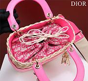 Dior Medium Lady Bag Natural Wicker And Fluorescent Pink Dior Oblique Jacquard Size 24 x 20 x 11 cm - 2