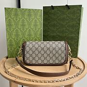 Gucci Horsebit 1955 Shoulder Bag Beige Ebony GG Size 24*13*5cm - 4