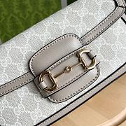 Gucci Horsebit 1955 Shoulder Bag Beige And White GG Size 24*13*5cm - 5