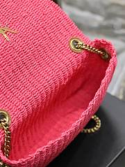 YSL Kate Medium Supple Chain Bag In Raffia Neon Pink Size 28,5 X 20 X 6 CM - 3