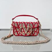 Valentino Small Locò Toile Iconographe Shoulder Bag Beige & Red Size 20x11x5 cm - 1