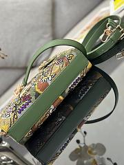 Dior Medium Lady D-Joy Bag Green Multicolor Lily and Bead Embroidery Size 26 x 13.5 x 5 cm - 3