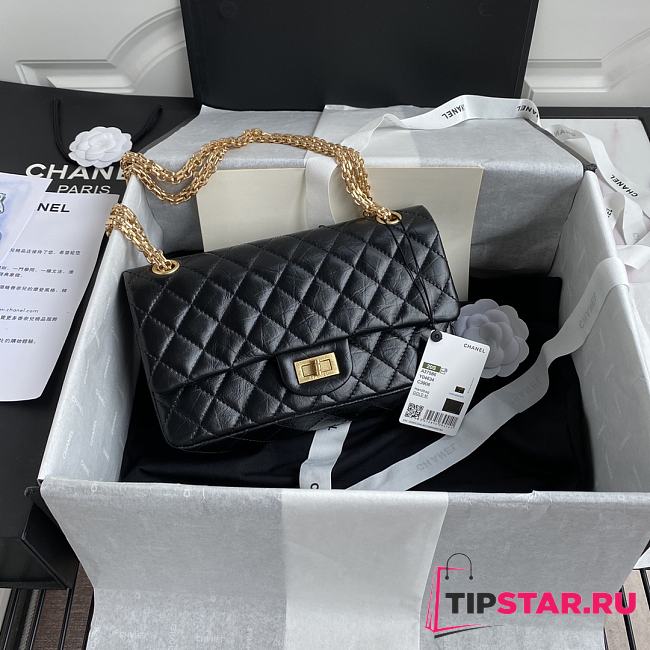 Chanel 2.55 Handbag Aged Calfskin & Gold-Tone Metal Black A37586 Size 16 × 24 × 7.5 cm - 1