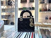 Dior Mini Lady Bag Black Patent Cannage Calfskin Size 17 x 15 x 7 cm - 3