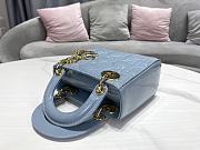 Dior Mini Lady Bag Blue Patent Cannage Calfskin Size 17 x 15 x 7 cm - 4