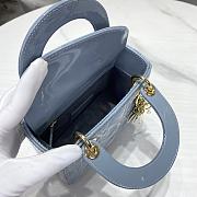 Dior Mini Lady Bag Blue Patent Cannage Calfskin Size 17 x 15 x 7 cm - 3