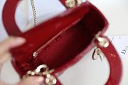 Dior Mini Lady Bag Cherry Red Patent Cannage Calfskin Size 17 x 15 x 7 cm - 5