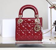 Dior Mini Lady Bag Cherry Red Patent Cannage Calfskin Size 17 x 15 x 7 cm - 4