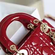 Dior Mini Lady Bag Cherry Red Patent Cannage Calfskin Size 17 x 15 x 7 cm - 2