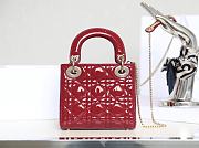 Dior Mini Lady Bag Cherry Red Patent Cannage Calfskin Size 17 x 15 x 7 cm - 3