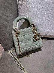 Dior Mini Lady Bag Gray Stone Patent Cannage Calfskin Size 17 x 15 x 7 cm - 1