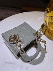 Dior Mini Lady Bag Gray Stone Patent Cannage Calfskin Size 17 x 15 x 7 cm - 5