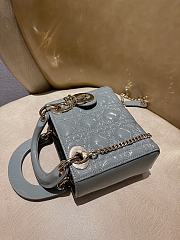 Dior Mini Lady Bag Gray Stone Patent Cannage Calfskin Size 17 x 15 x 7 cm - 3