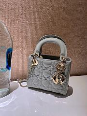 Dior Mini Lady Bag Gray Stone Patent Cannage Calfskin Size 17 x 15 x 7 cm - 2