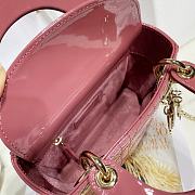 Dior Mini Lady Bag Peony Pink Cannage Patent Calfskin Size 17 x 15 x 7 cm - 5