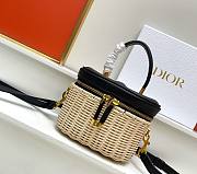 Dior Small CD Signature Vanity Case Natural Wicker and Black Calfskin Size 16 x 11 x 9.5 cm - 1