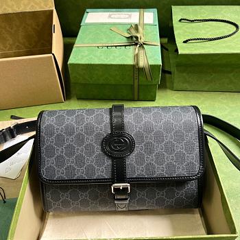 Gucci GG Messenger Bag With Interlocking G Black Size 25.5x17x8 cm
