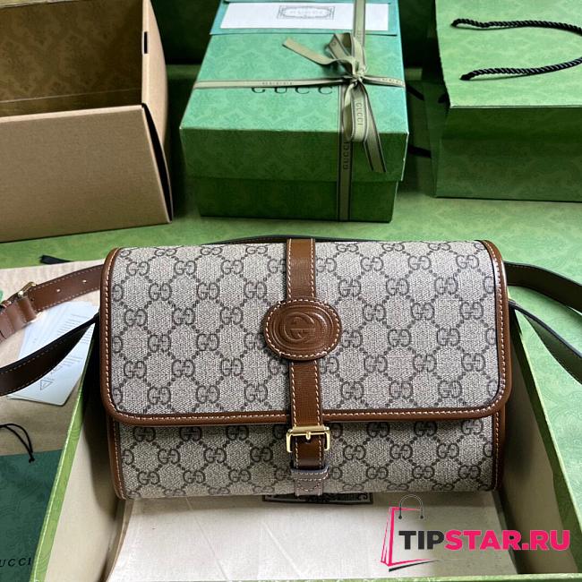 Gucci GG Messenger Bag With Interlocking G Brown Size 25.5x17x8 cm - 1