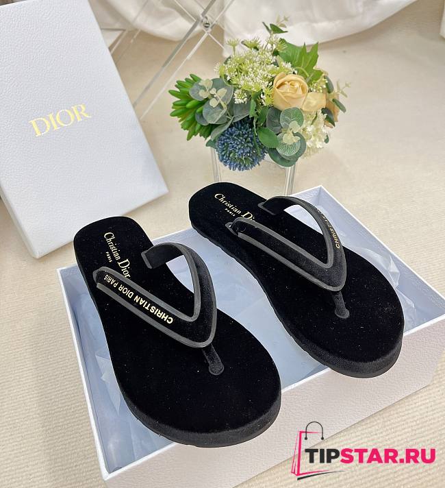 Diorsea Thong Sandal Black Velvet - 1