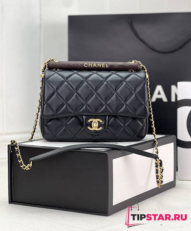Chanel Small Flap Bag With Top Handle AS4151 Black Size 13.5 × 21 × 6 cm - 1