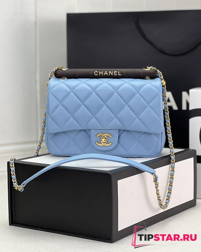 Chanel Small Flap Bag With Top Handle AS4151 Blue Size 13.5 × 21 × 6 cm - 1
