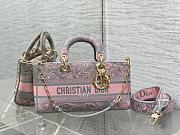 Dior Medium Lady D-Joy Bag Gray and Pink Toile de Jouy Reverse Embroidery Size 26 x 13.5 x 5 cm - 1