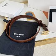 Celine Small Triomphe Belt In Taurillon Leather Chestnut 1.8cm - 3