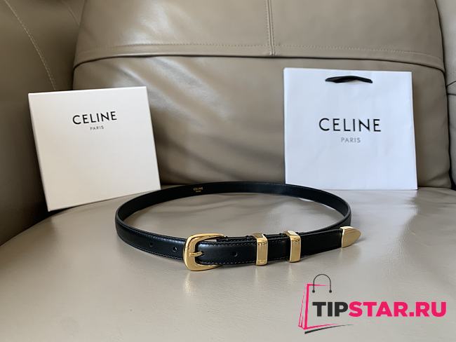 Celine Small Western Belt In Taurillon Leather Black And Gold 1.8cm - 1