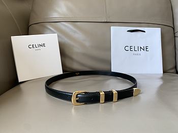 Celine Small Western Belt In Taurillon Leather Black And Gold 1.8cm